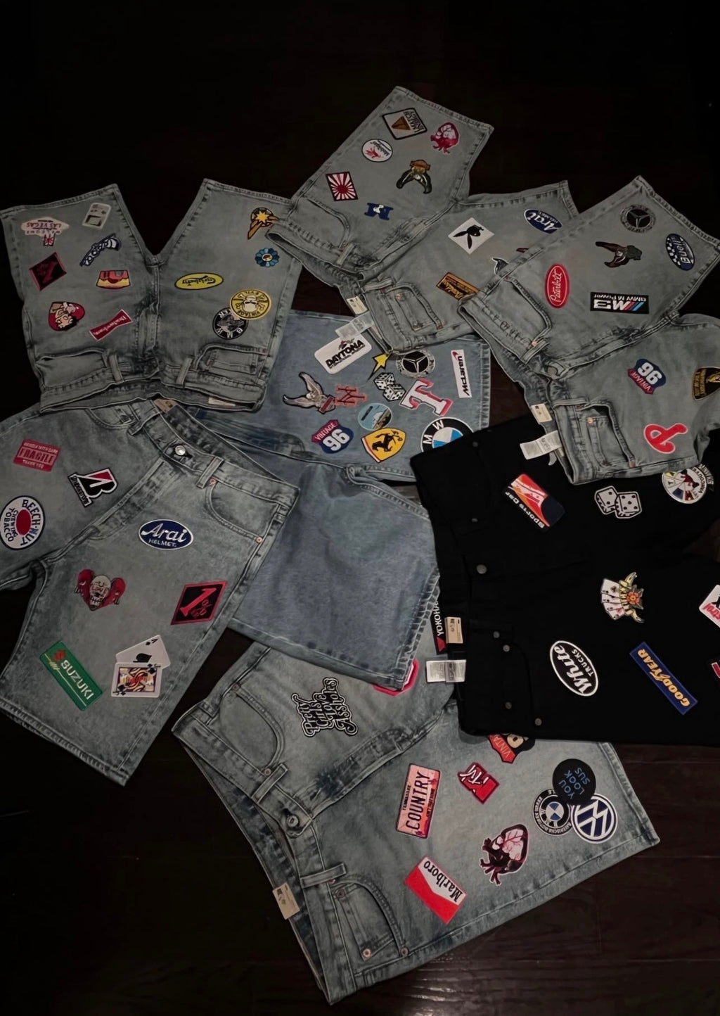 Patchwork Denim Shorts