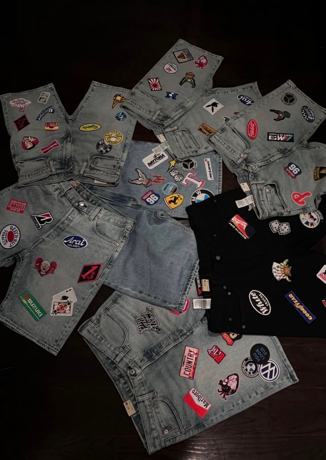 Patchwork Denim Shorts